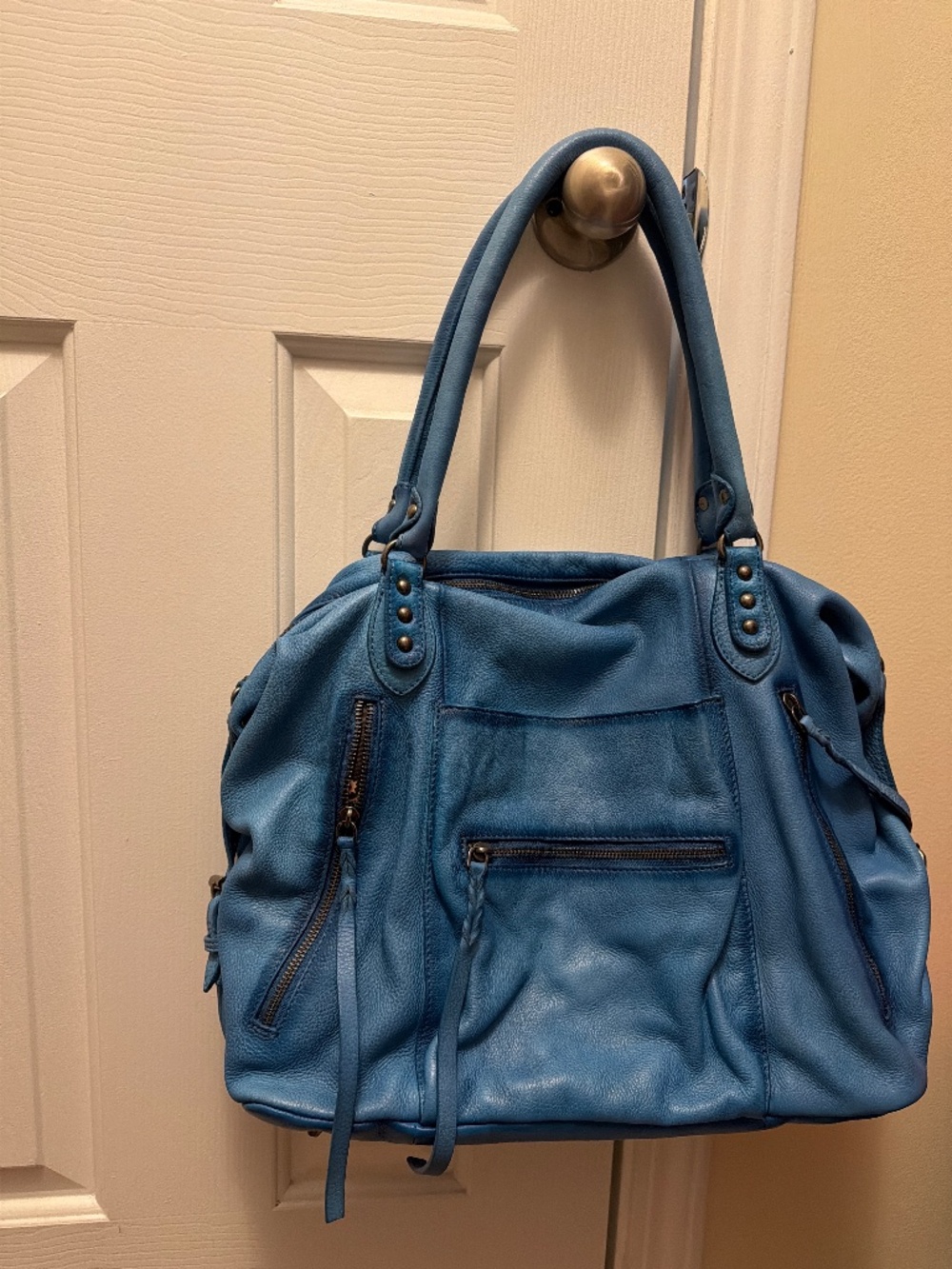 Free People, “We The Free”, Emerson Tote Bag in Blue Pattern